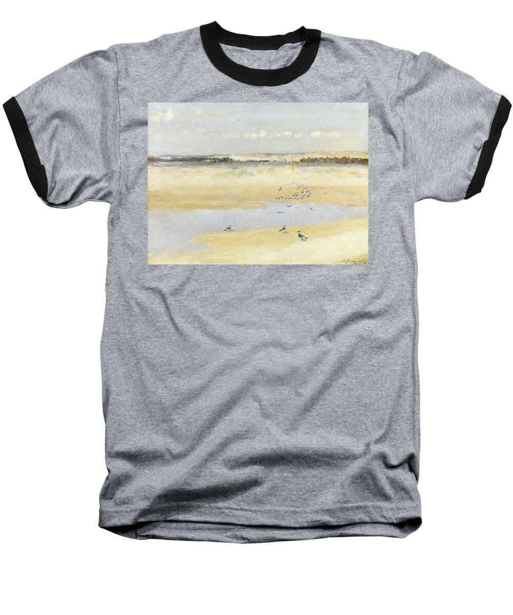 Lapwing Baseball T-Shirt featuring the painting Lapwings by the Sea by William James Laidlay