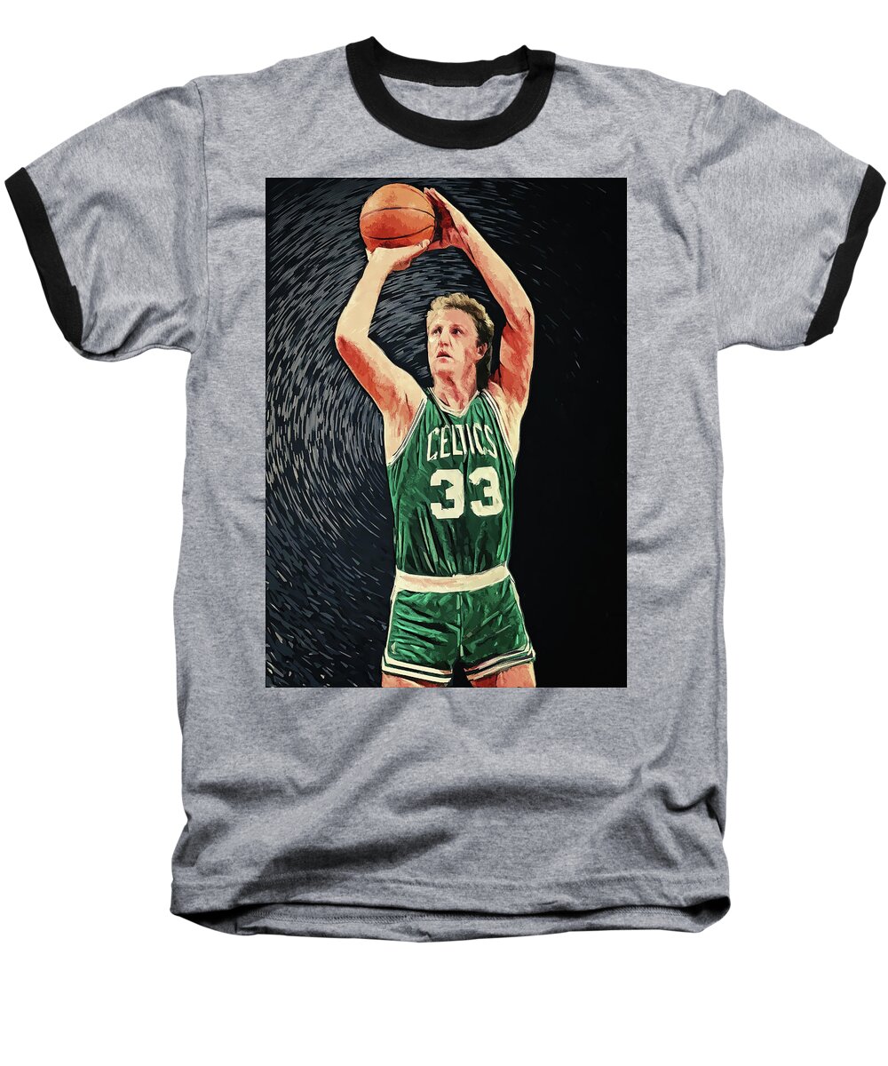 Larry Bird Baseball T-Shirt featuring the digital art Larry Bird by Hoolst Design