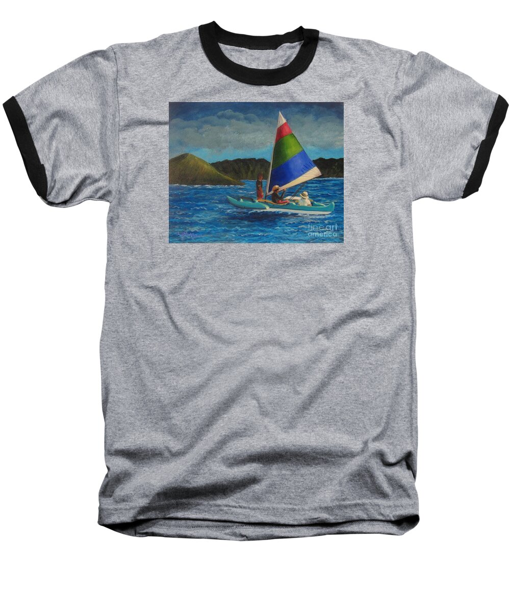 Sailboats Baseball T-Shirt featuring the painting Last Sail Before the Storm by Laurie Morgan