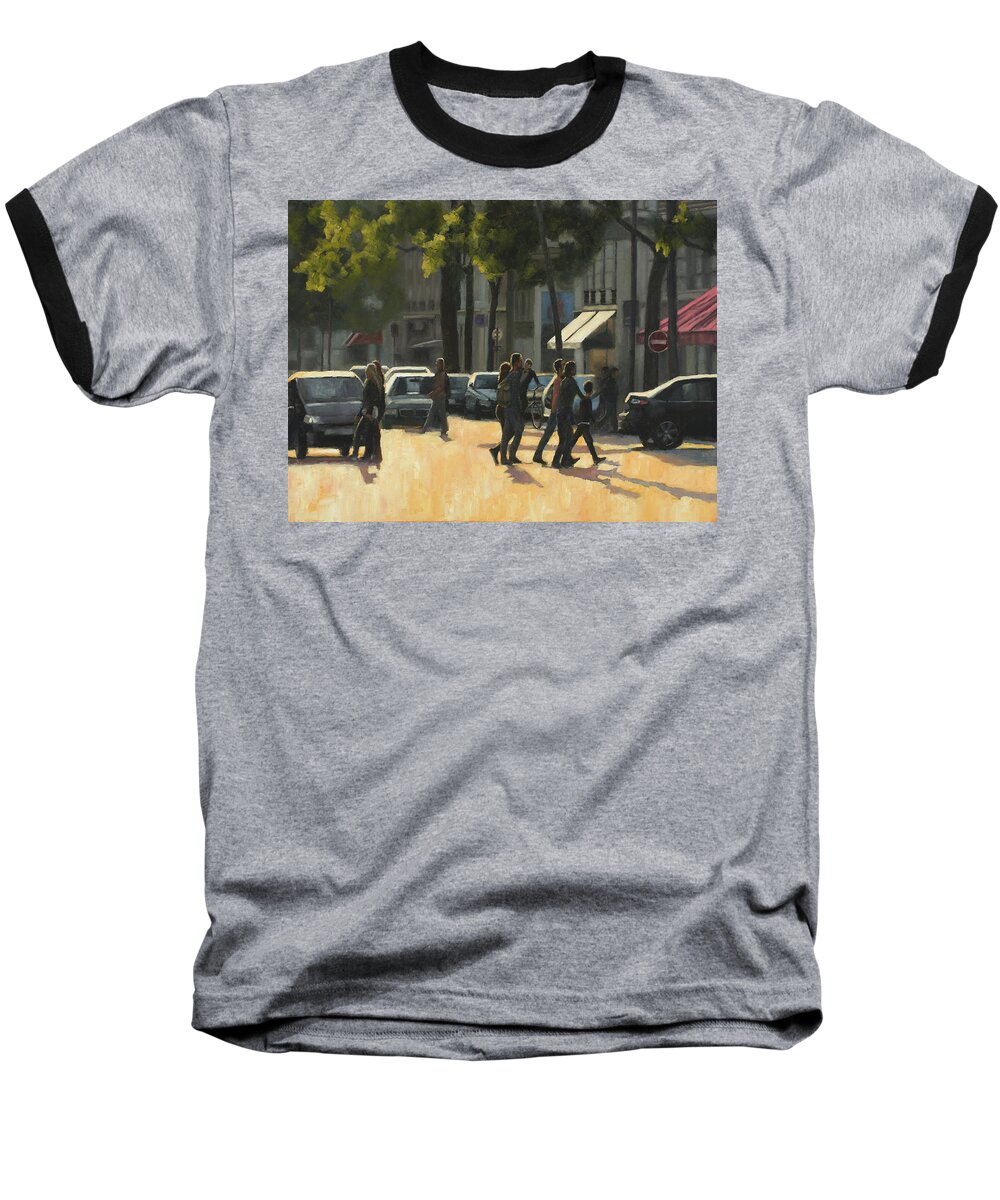 France Baseball T-Shirt featuring the painting Latin Quarter two by Tate Hamilton