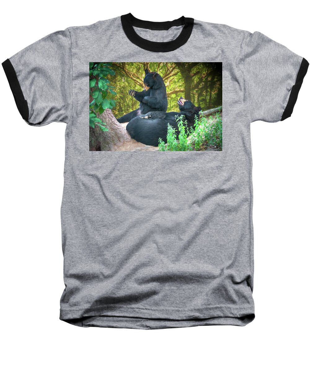 Bears Baseball T-Shirt featuring the painting Laughing Bears by John Haldane