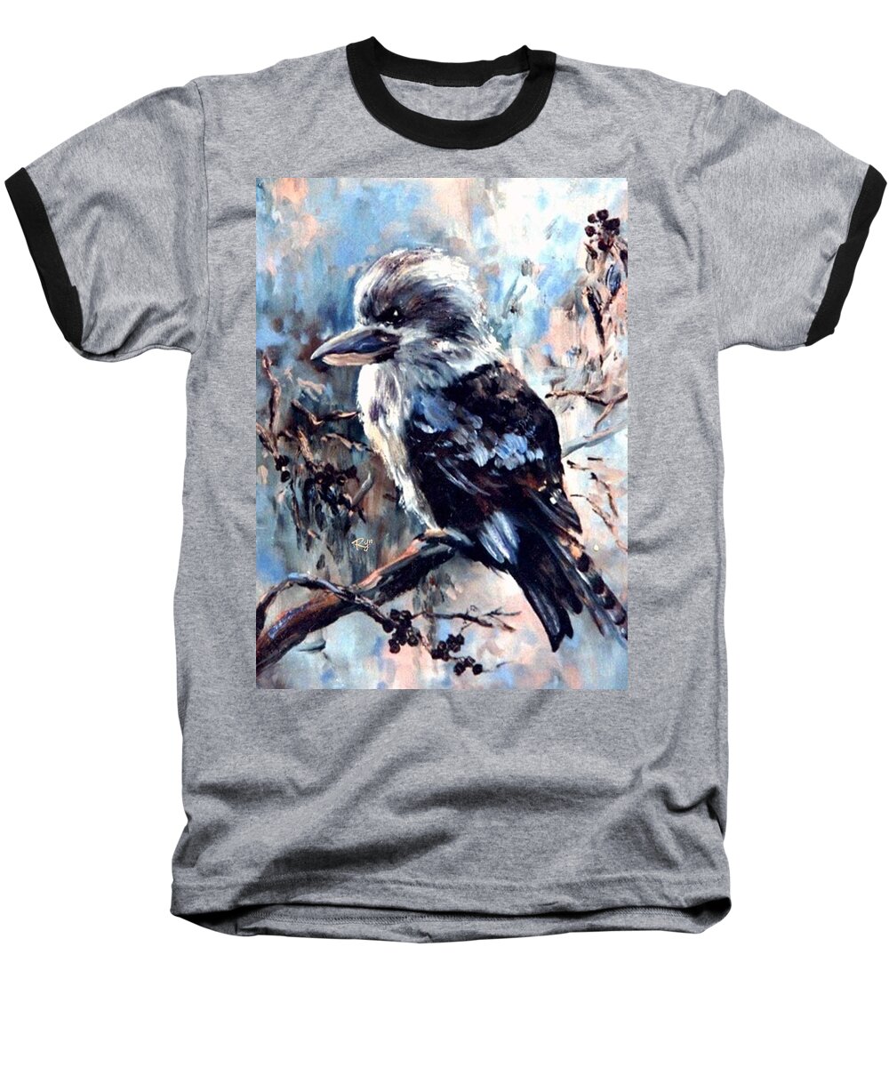Kookaburra. Bird Baseball T-Shirt featuring the painting Laughing kookaburra by Ryn Shell