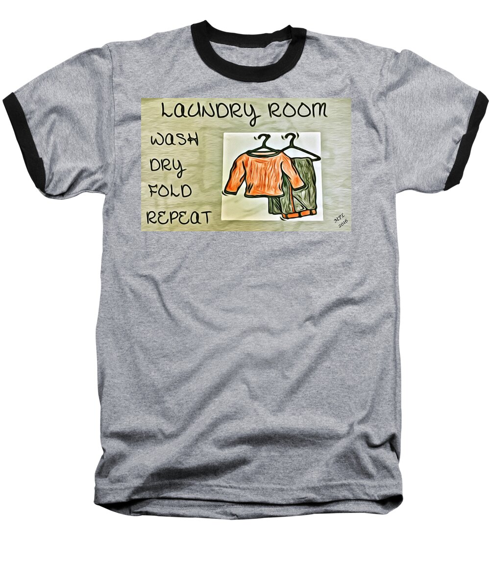 Laundry Room Baseball T-Shirt featuring the painting Laundry Room by Marian Lonzetta