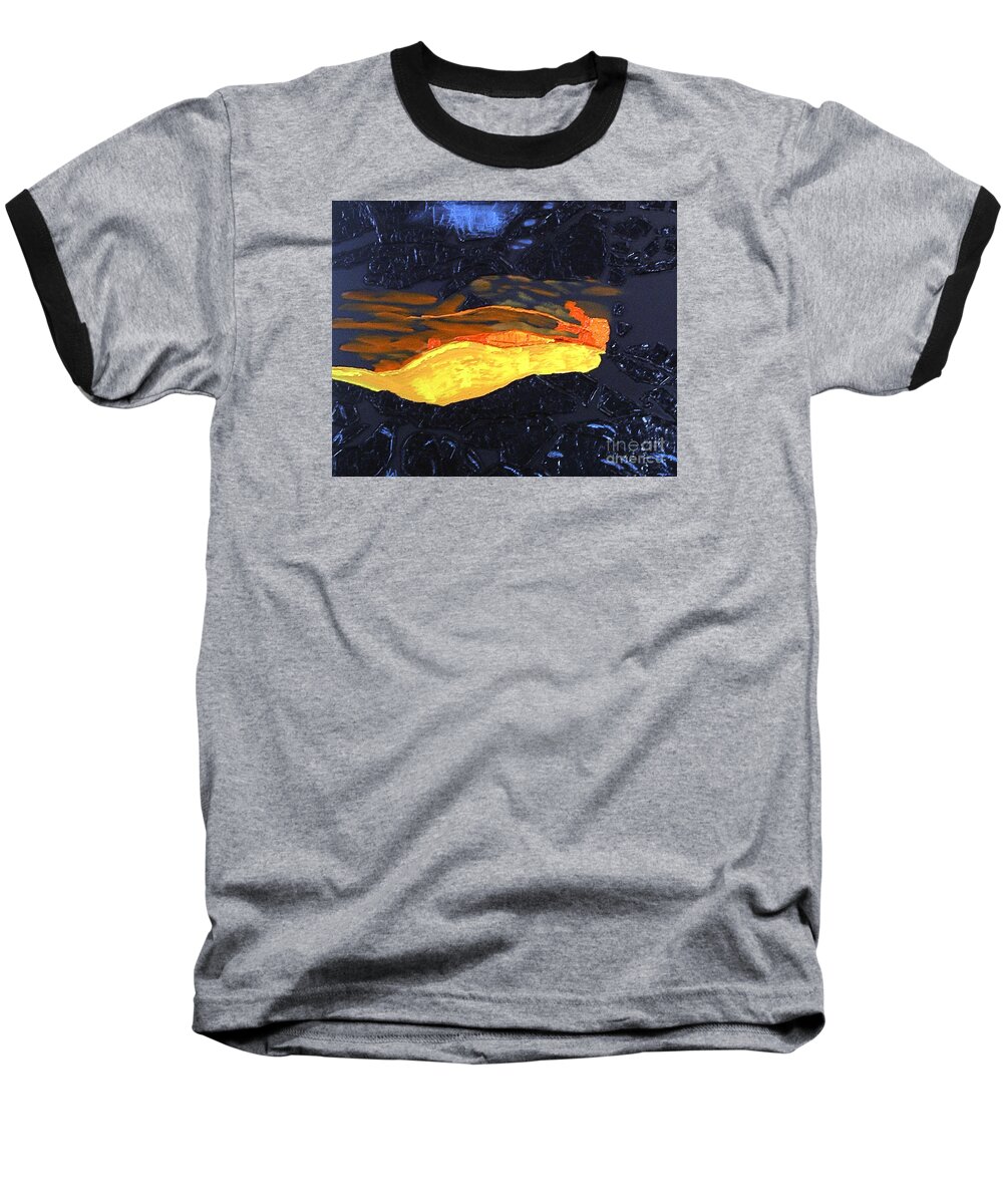 Lava Baseball T-Shirt featuring the painting Lava Flow by Karen Nicholson