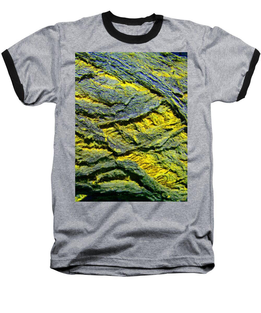 Abstract Baseball T-Shirt featuring the photograph Layers in Blue and Yellow by Lenore Senior