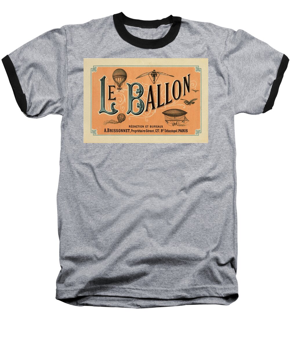  Baseball T-Shirt featuring the drawing Le Balloon by Vintage Pix