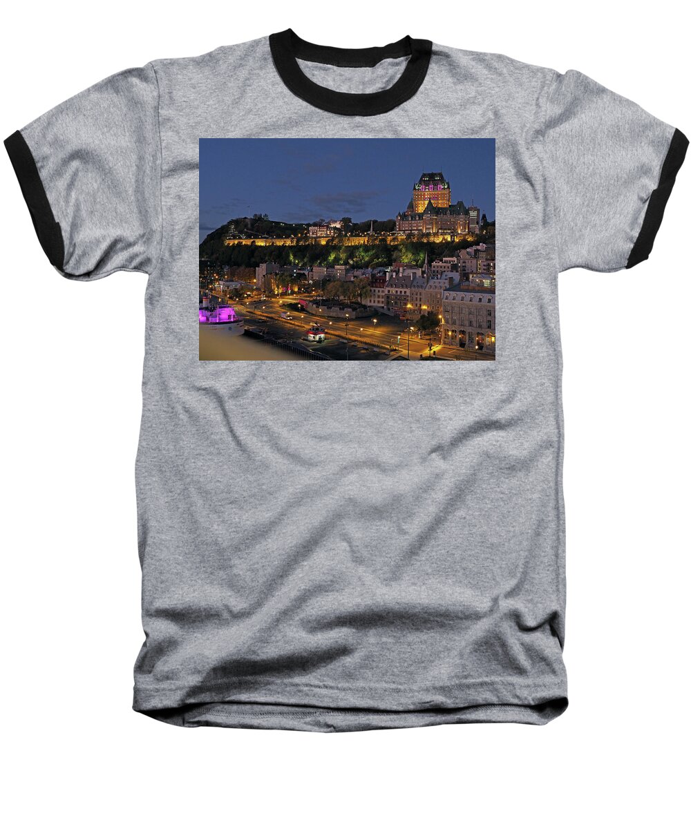 Quebec Baseball T-Shirt featuring the photograph Le Chateau Frontenac by Farol Tomson