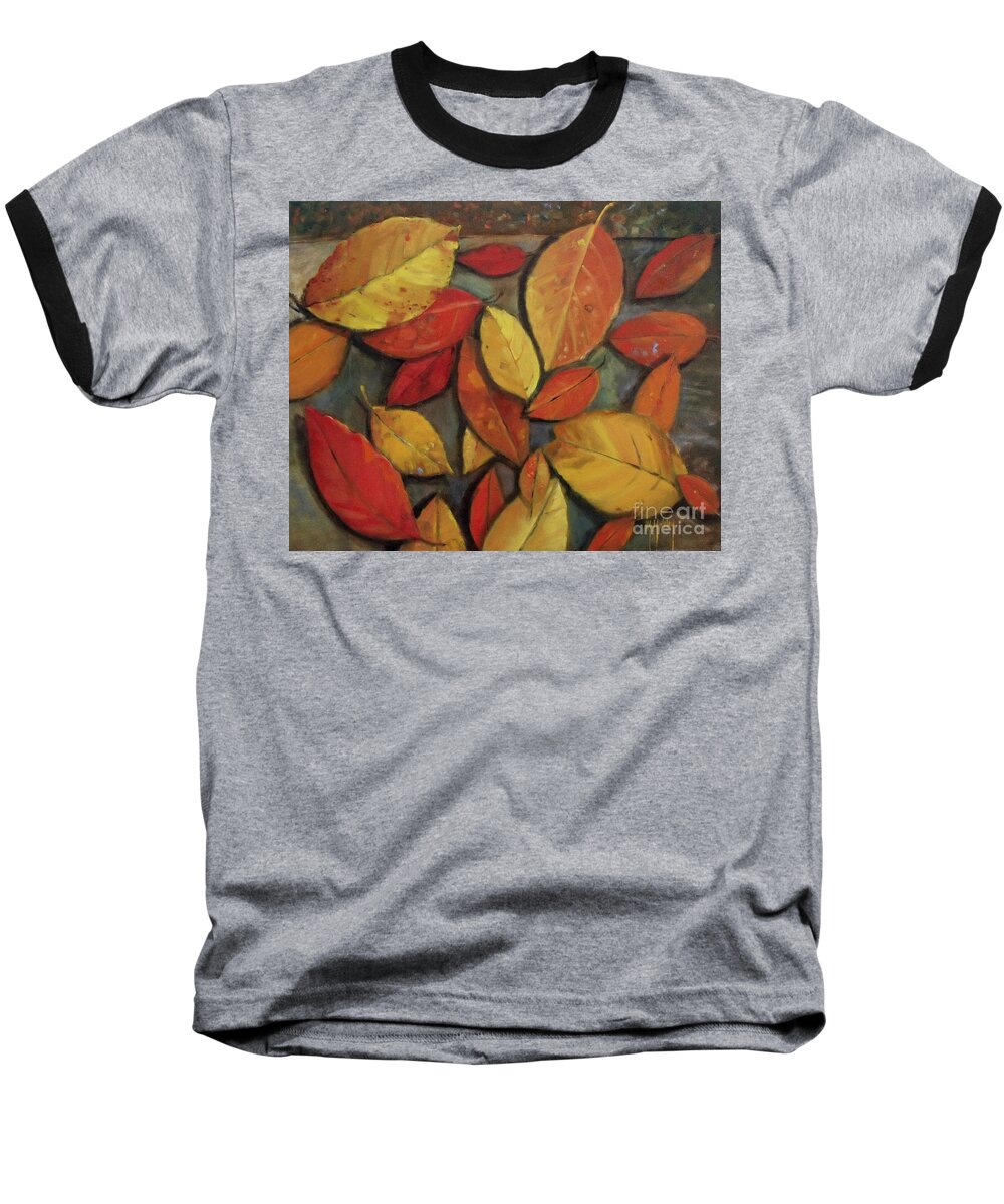 Leaf Baseball T-Shirt featuring the painting Leaf Collection by Mary Hubley