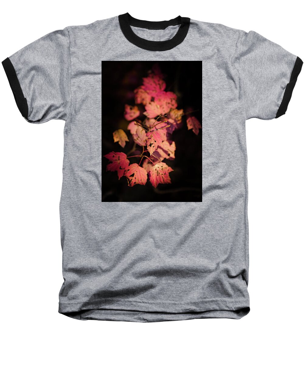 Autumn Pink Leaves Baseball T-Shirt featuring the photograph LEAVES of SURRENDER by Karen Wiles