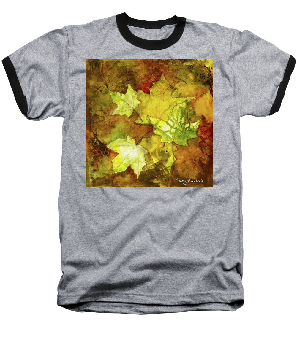 Landscape Baseball T-Shirt featuring the painting Leaves by Terry Honstead
