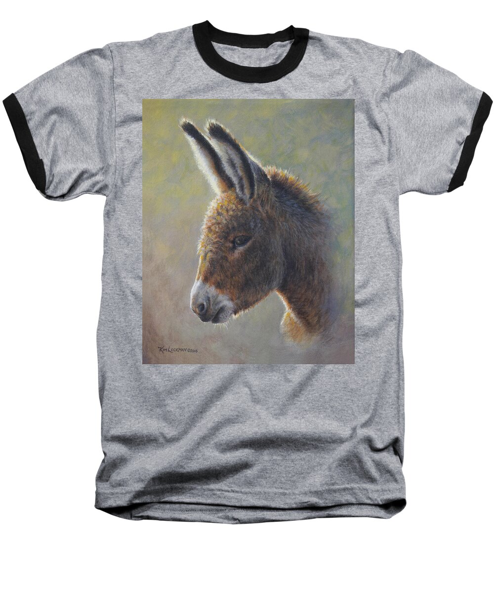 Burro Baseball T-Shirt featuring the painting Lefty by Kim Lockman