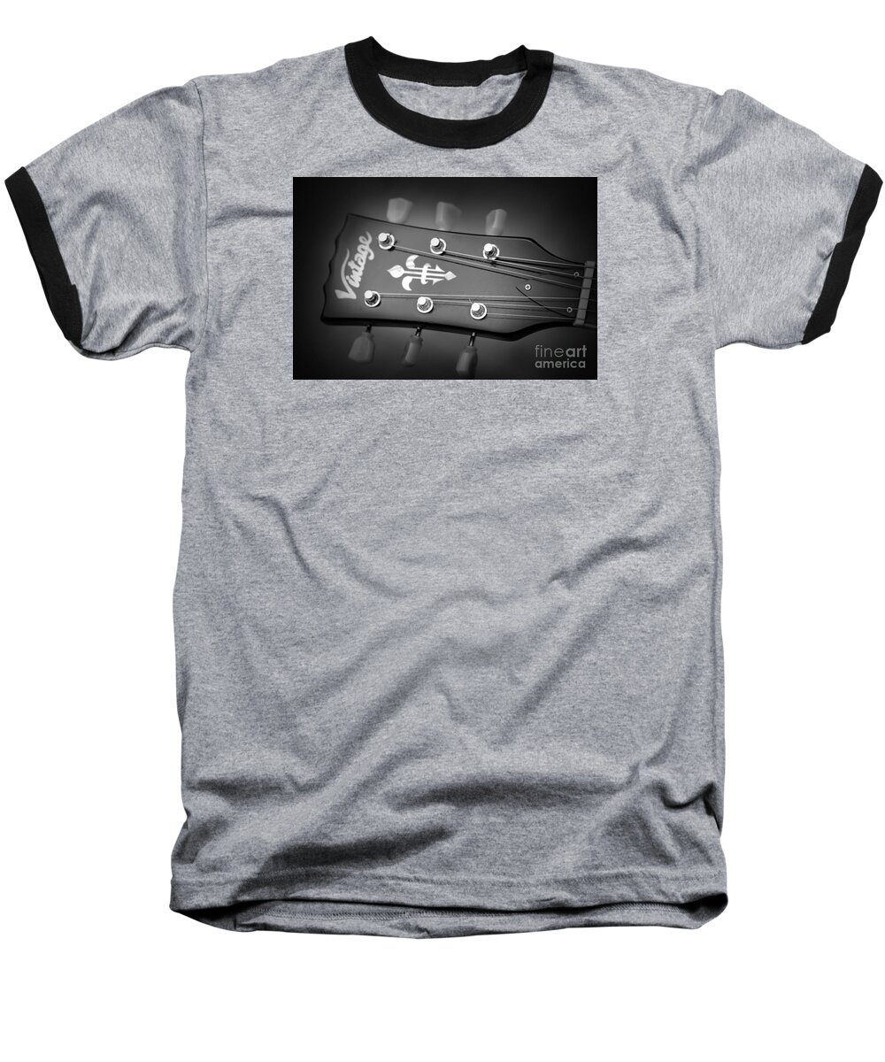 Acoustic. Guitar. Instrument. Vintage Baseball T-Shirt featuring the photograph Let the Music Play by Stephen Melia