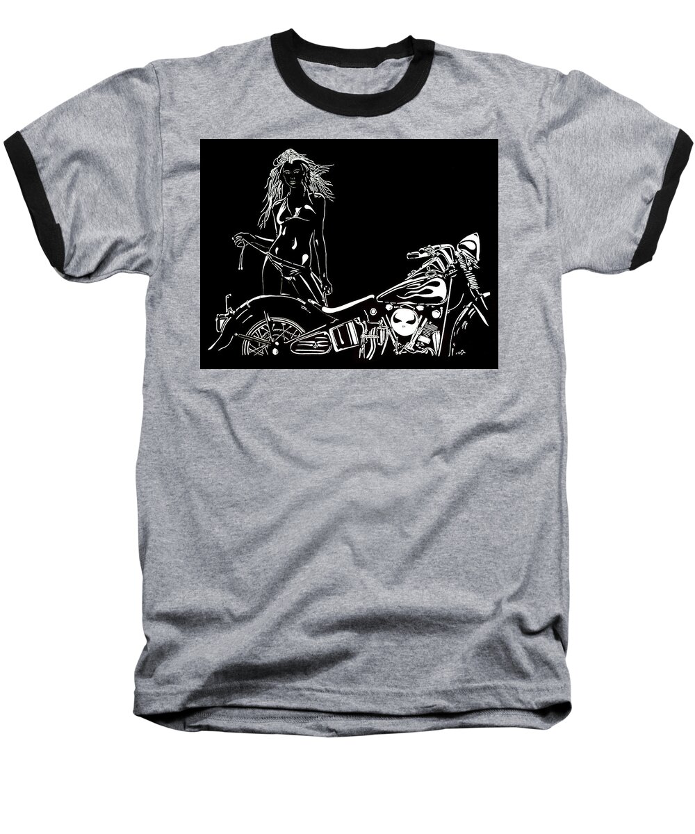  Sex Photographs Baseball T-Shirt featuring the drawing Lets Go by Mayhem Mediums