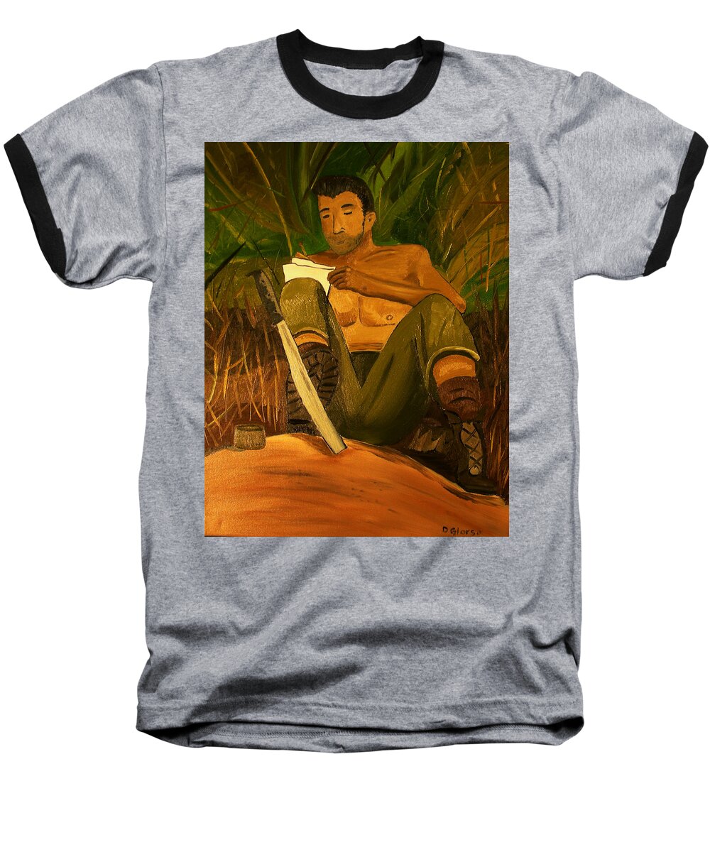Glorso Art Baseball T-Shirt featuring the painting Letter Home by Dean Glorso