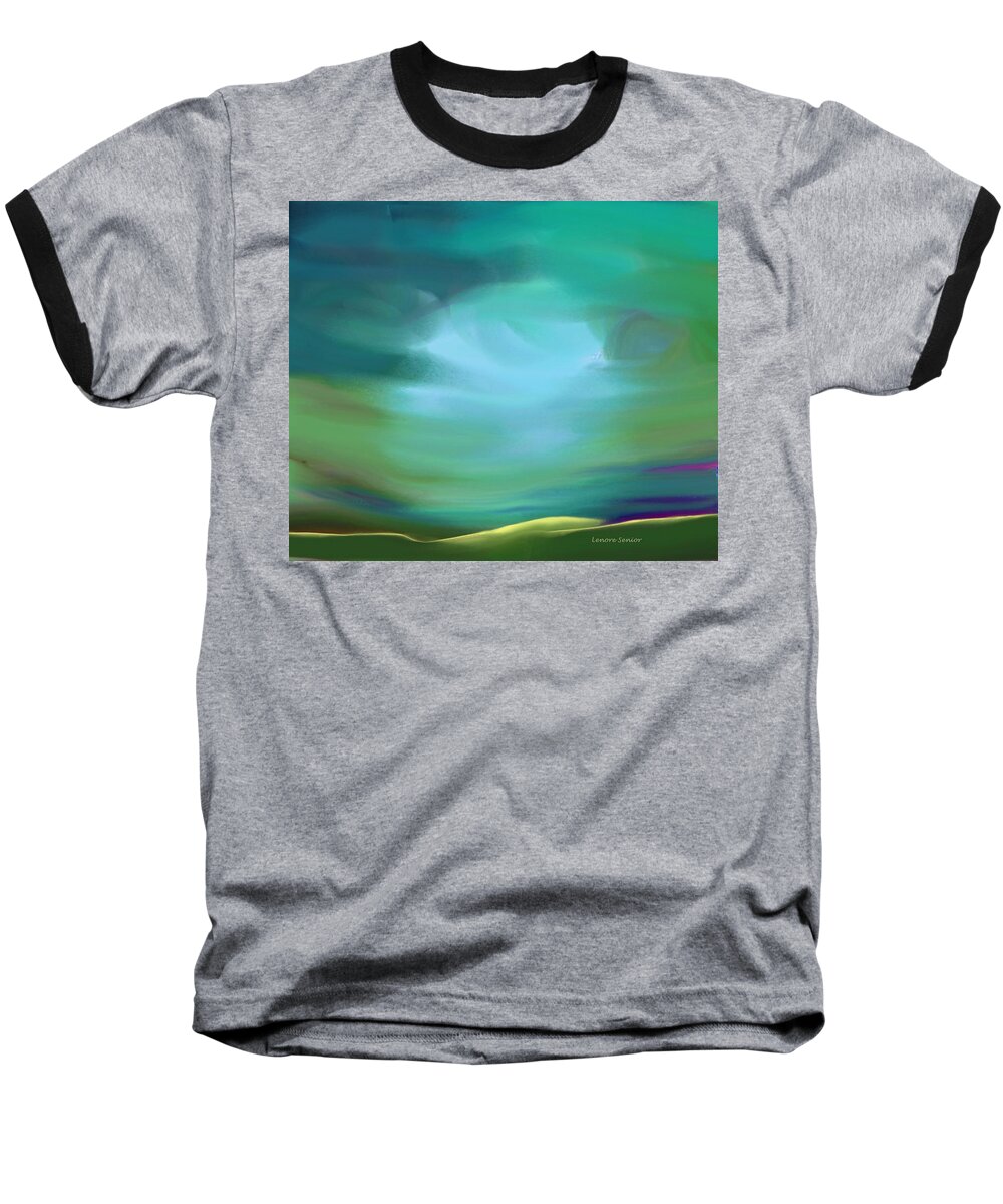 Minimal Baseball T-Shirt featuring the painting Light in the Storm by Lenore Senior