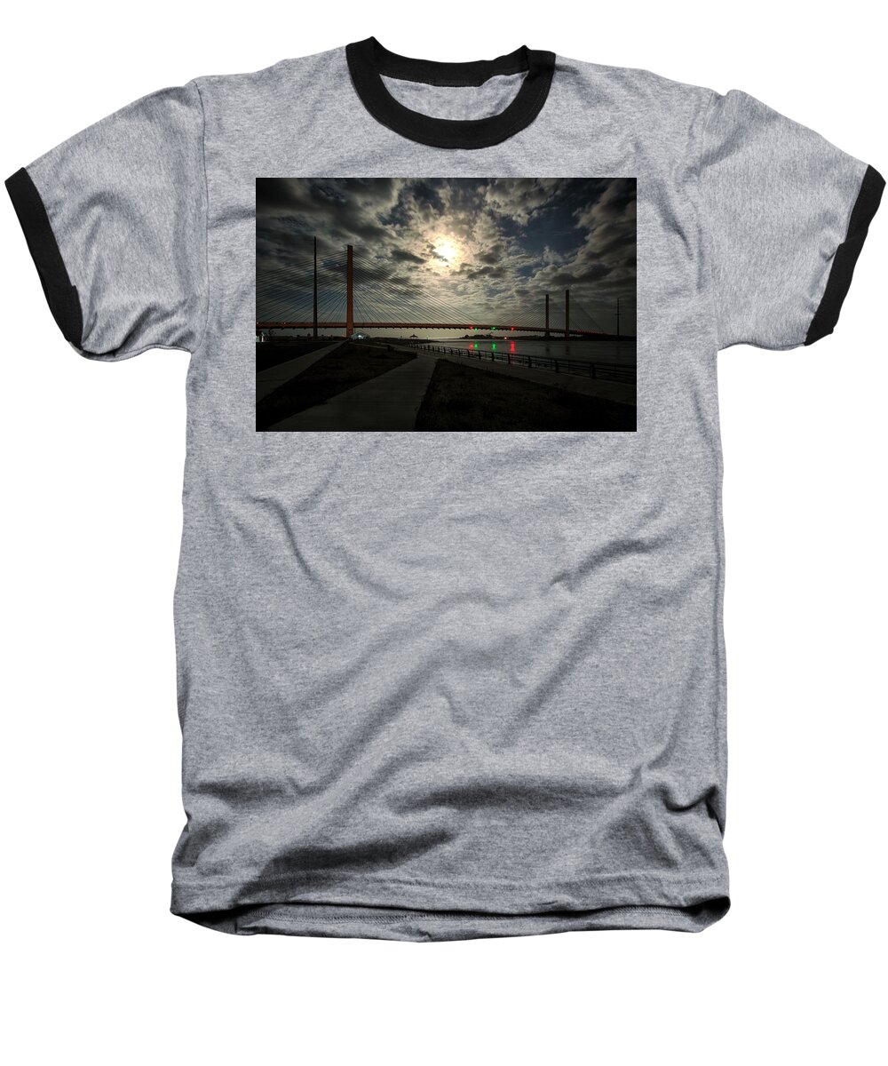 Indian River Bridge Baseball T-Shirt featuring the photograph Lights Out at the Indian River Bridge by Bill Swartwout