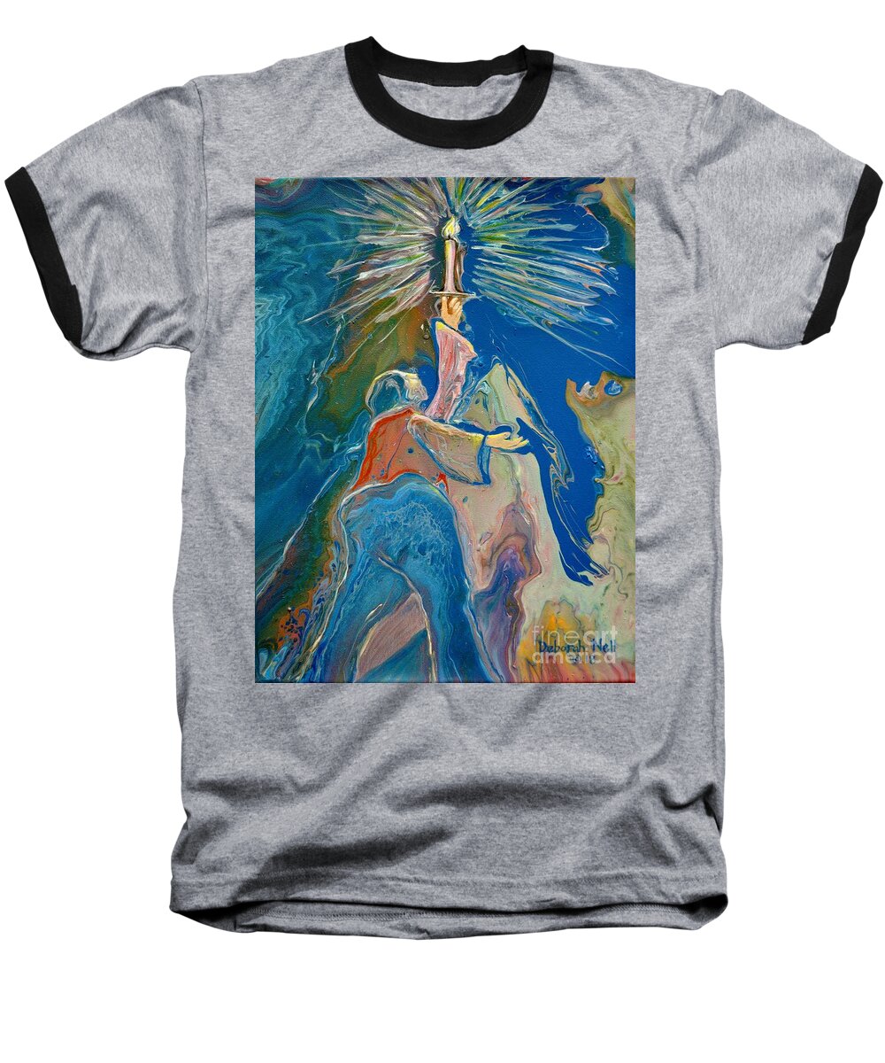 Candle Baseball T-Shirt featuring the painting Light Your Candle by Deborah Nell