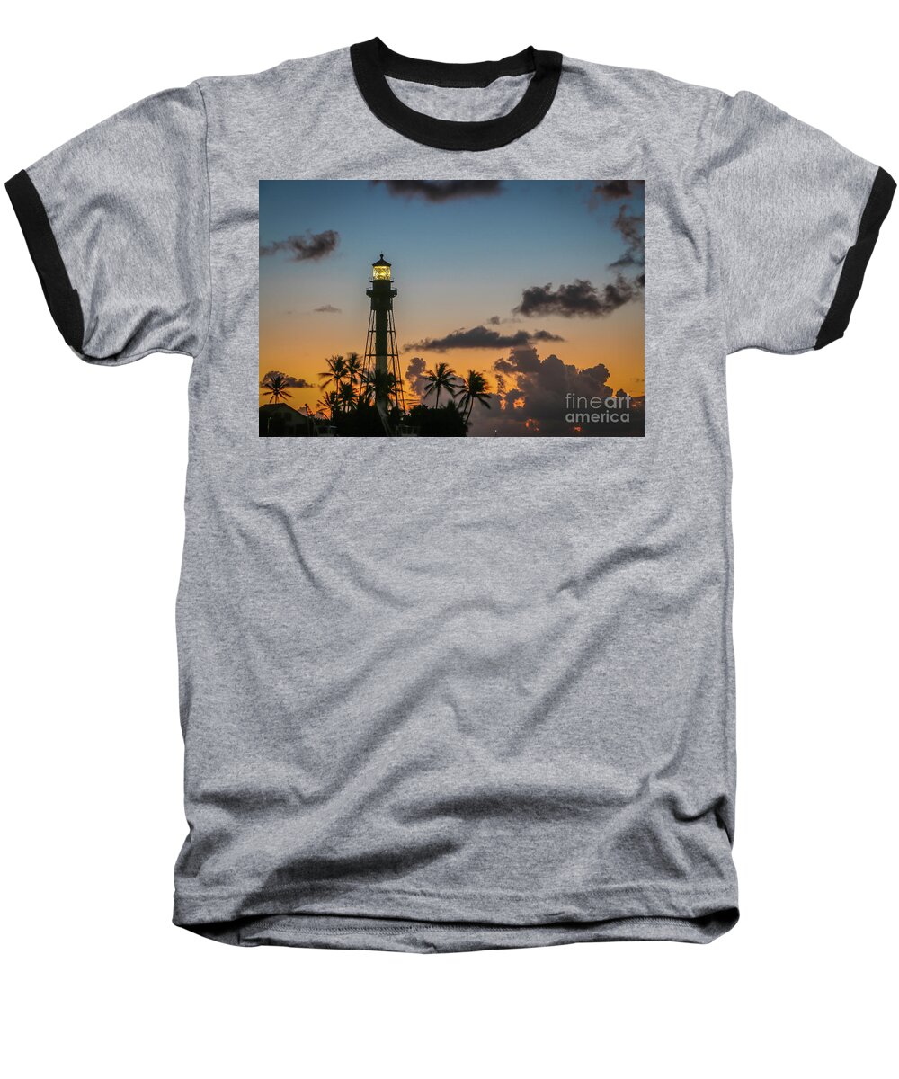 Lighthouse Baseball T-Shirt featuring the photograph Lighthouse at Dawn #1 by Tom Claud