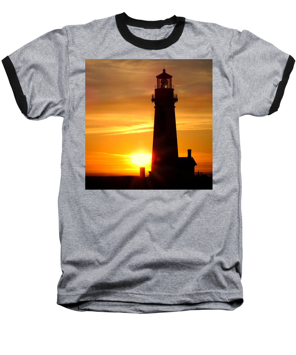 Lighthouse Baseball T-Shirt featuring the photograph Lighthouse Yaquina Head Newport Oregon by Wendy McKennon
