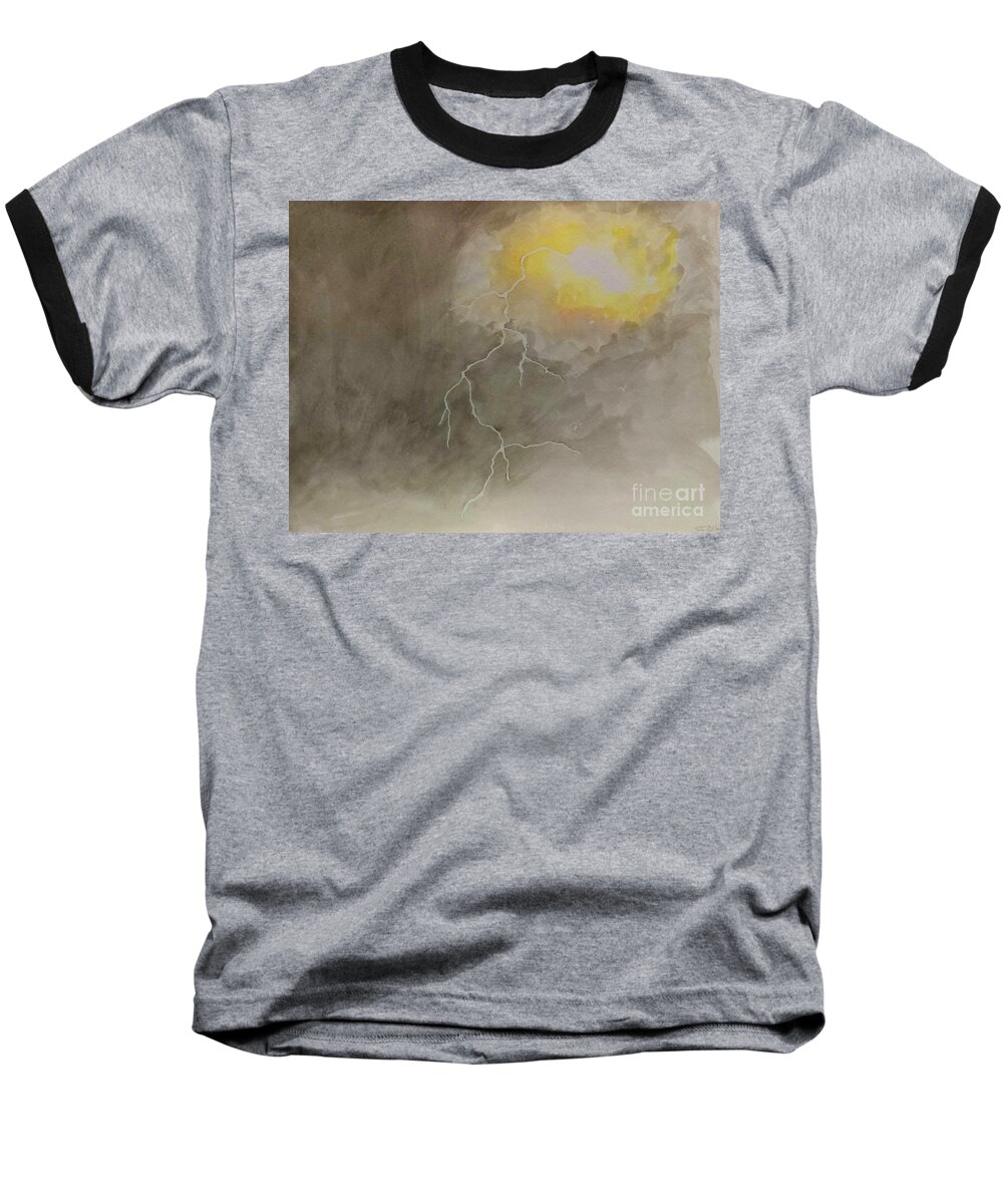 Lightning Baseball T-Shirt featuring the painting Lightning by Stacy C Bottoms