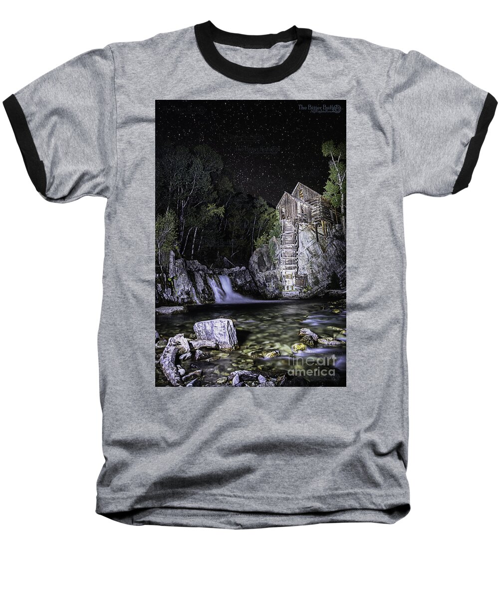  Baseball T-Shirt featuring the photograph Lights on the Mill by Bitter Buffalo Photography