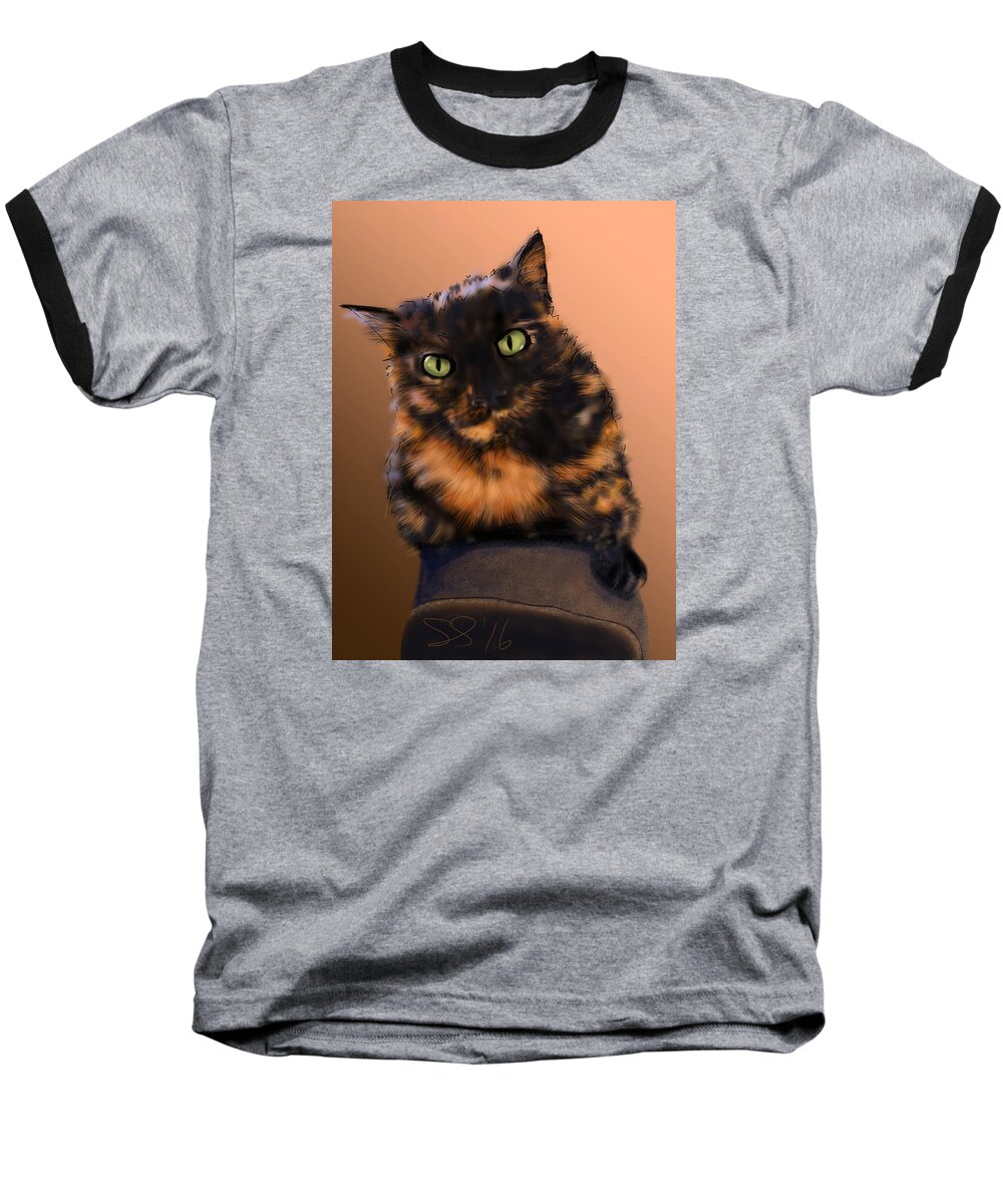 Cats Baseball T-Shirt featuring the painting Lillie by Susan Sarabasha