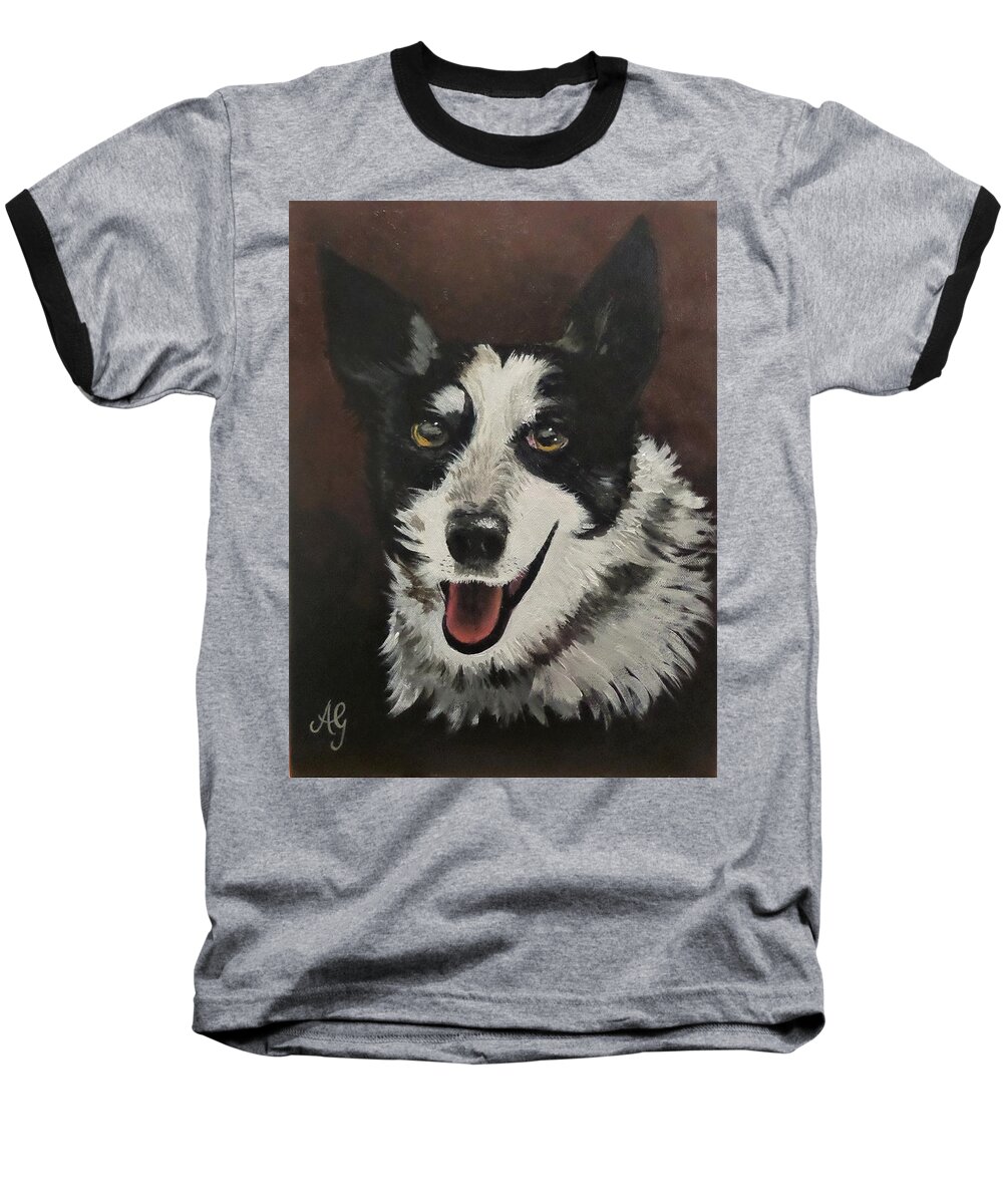 Dog Baseball T-Shirt featuring the painting Lily by Anne Gardner