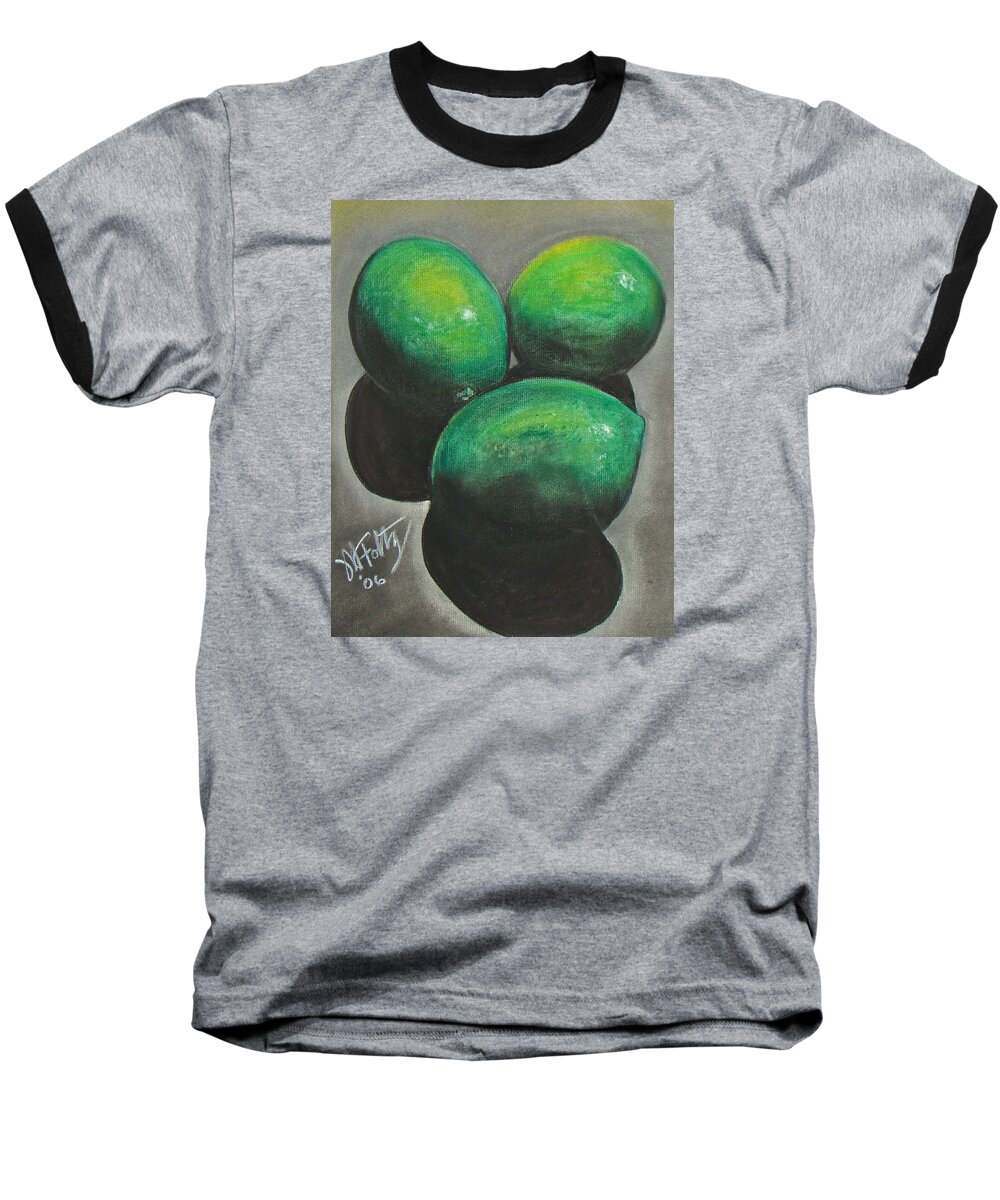 Limes Baseball T-Shirt featuring the pastel Limes by Michael Foltz