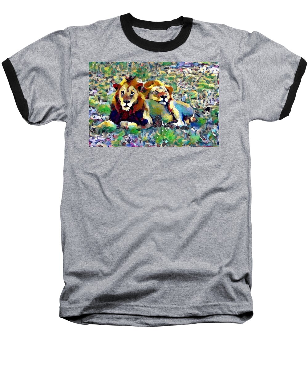 Lion Baseball T-Shirt featuring the photograph Lion buddies by Gini Moore