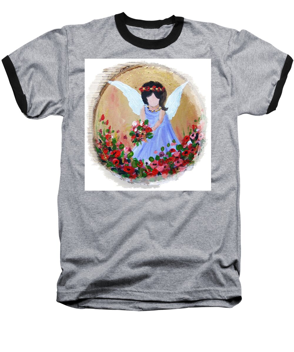 Acrylic Baseball T-Shirt featuring the painting Little Angel by Vesna Martinjak