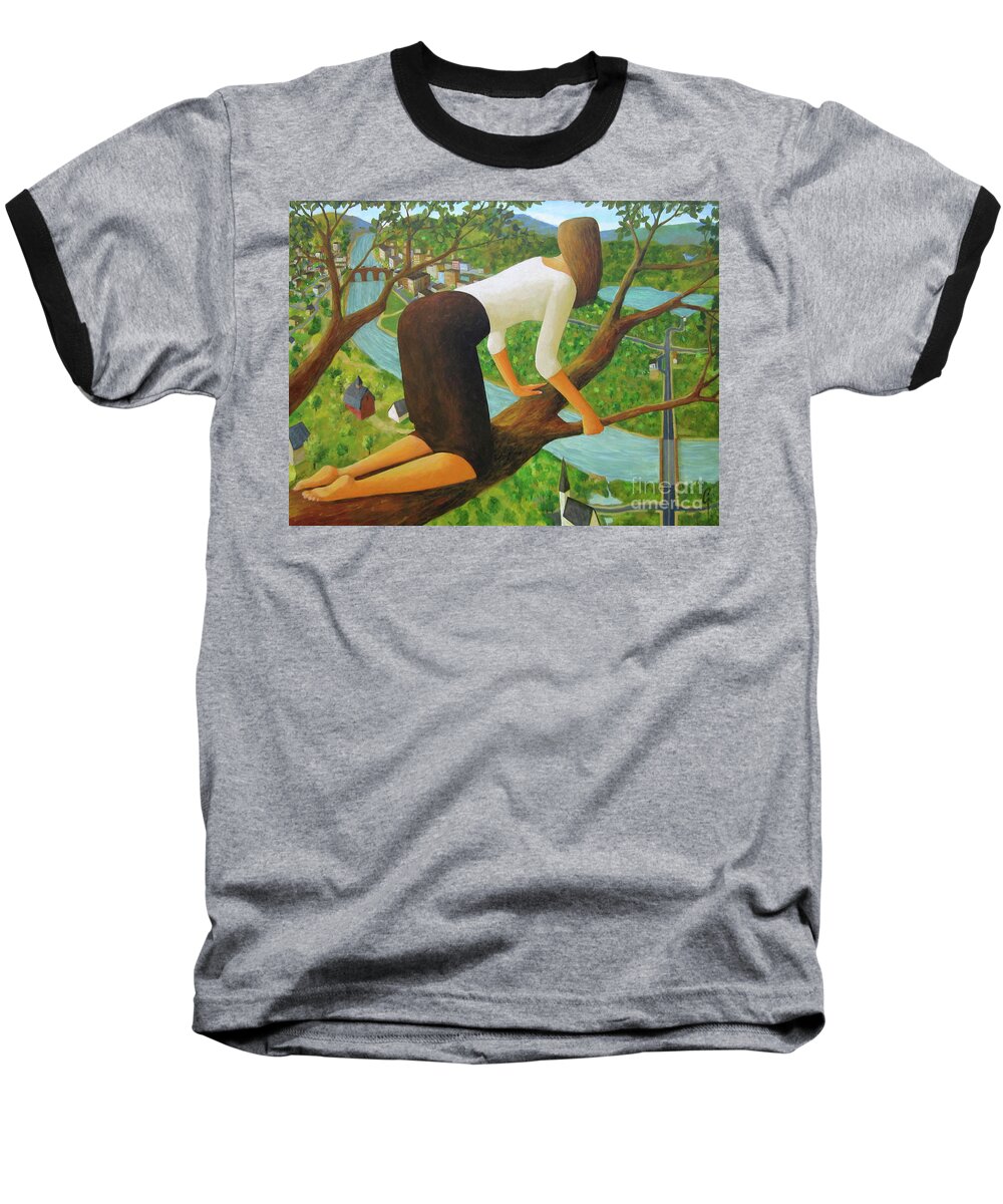 Tree Baseball T-Shirt featuring the painting Little Bird by Glenn Quist