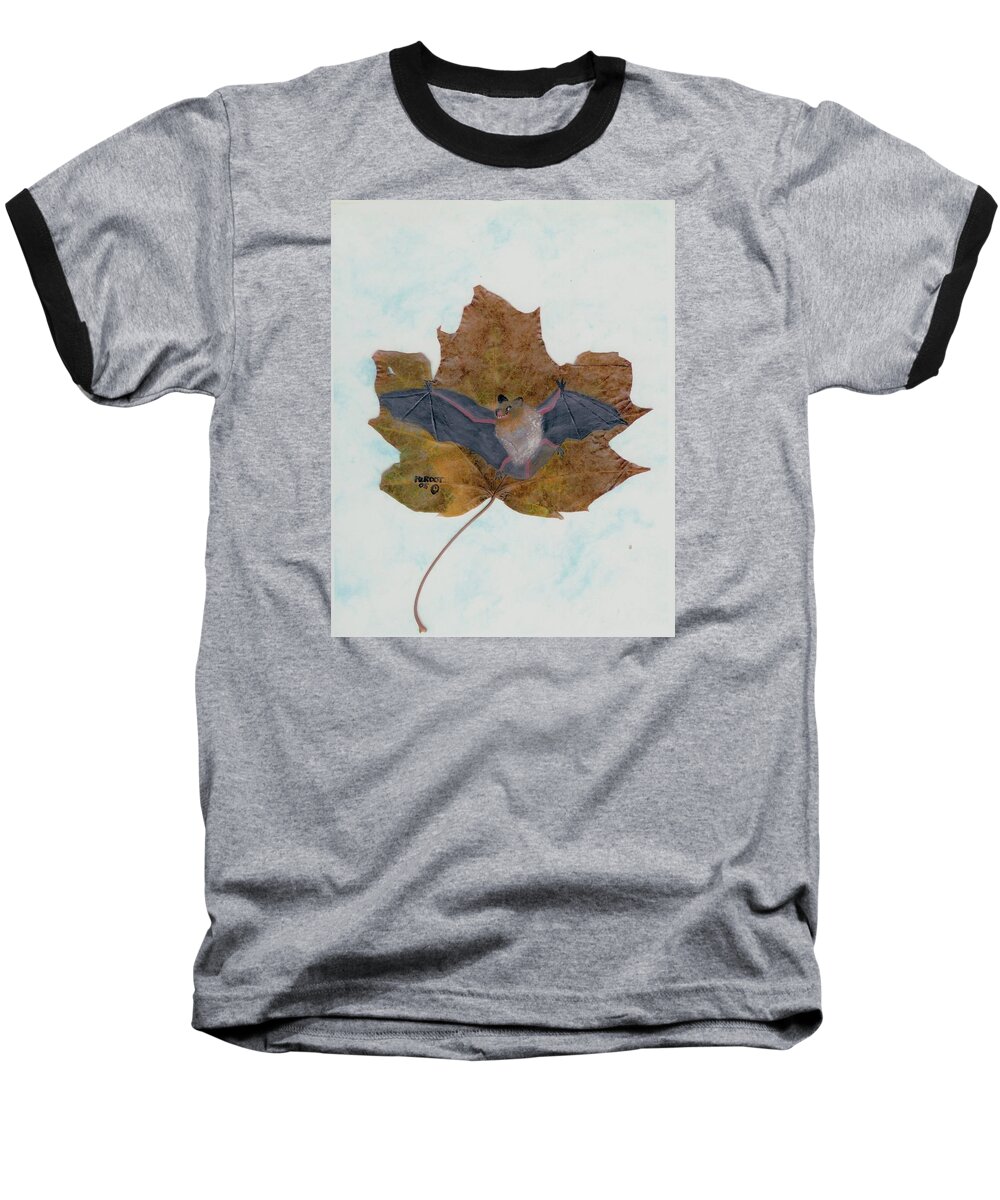 Wildlife Baseball T-Shirt featuring the painting Little Brown Bat by Ralph Root