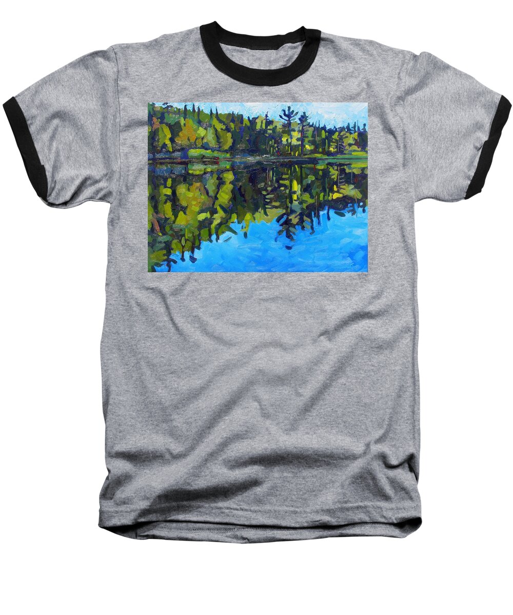 Limberlost Baseball T-Shirt featuring the painting Little Clear Morning by Phil Chadwick