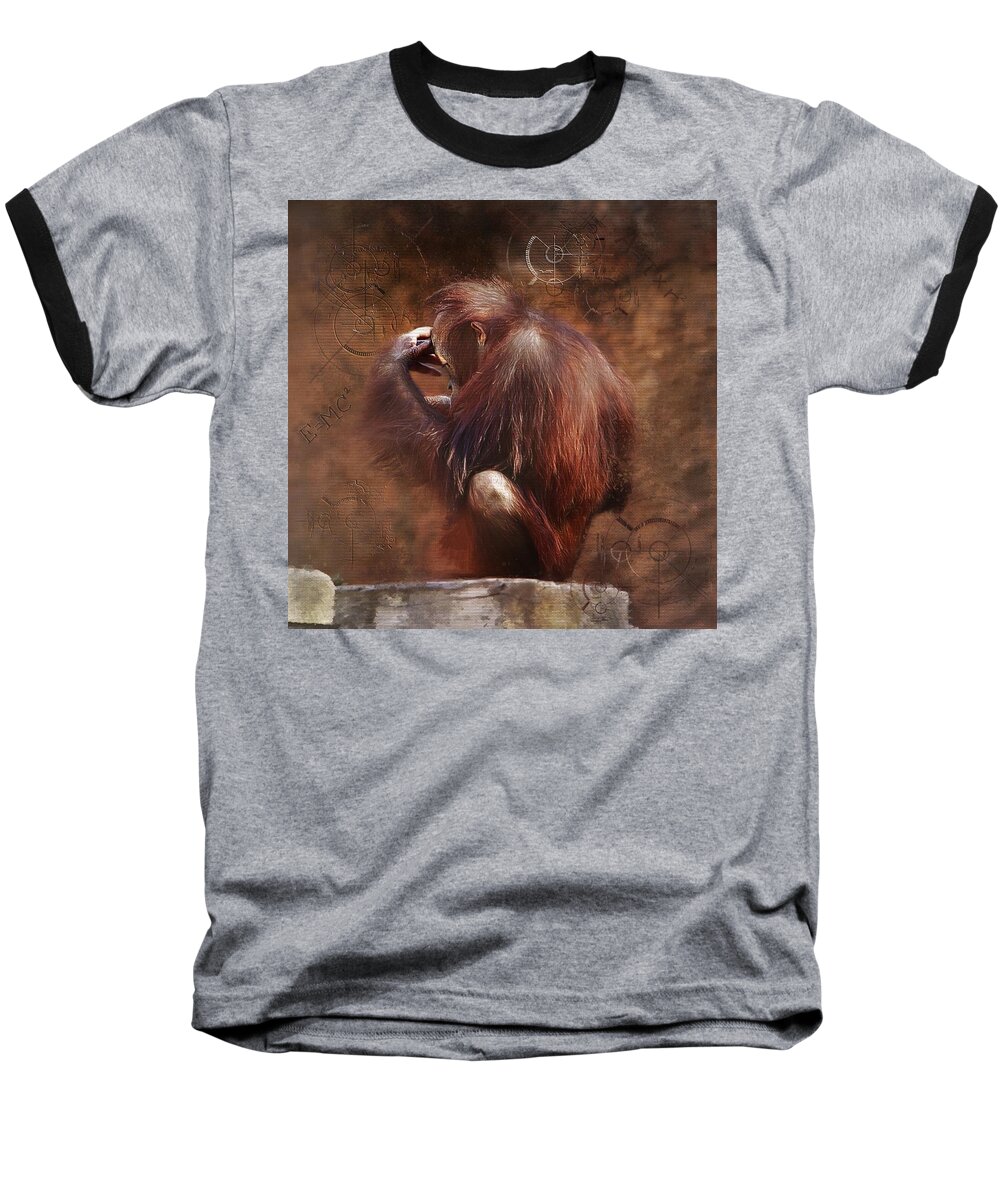 Orangutan Baseball T-Shirt featuring the photograph Little Einstein by Sharon Jones