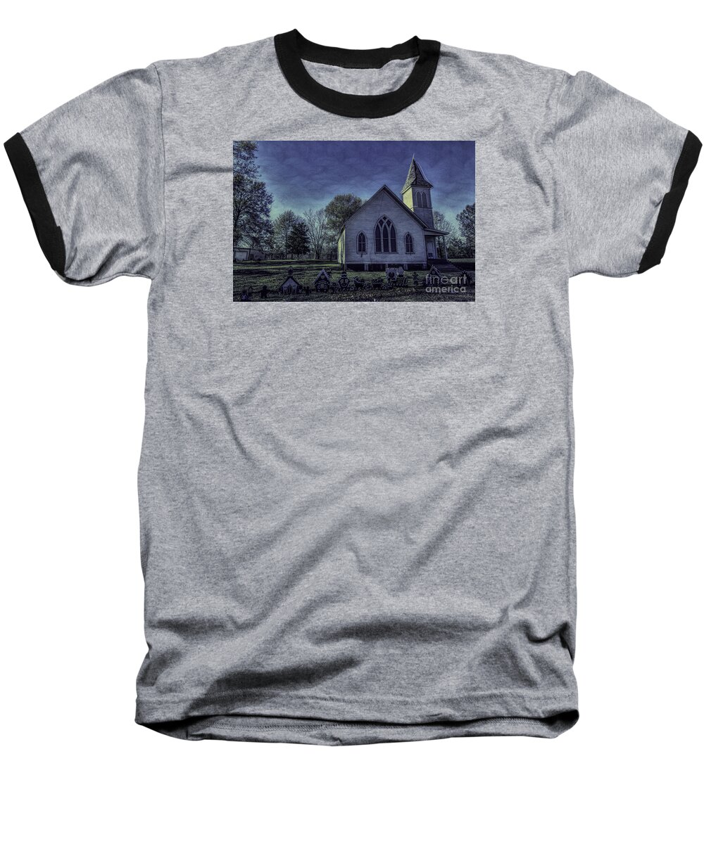 Church Baseball T-Shirt featuring the photograph Little White Church by Ken Frischkorn