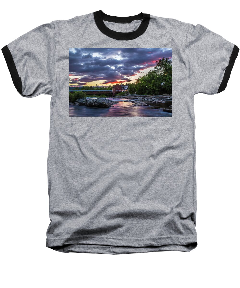 Littleton Baseball T-Shirt featuring the photograph Littleton Sunset on the Rocks by White Mountain Images
