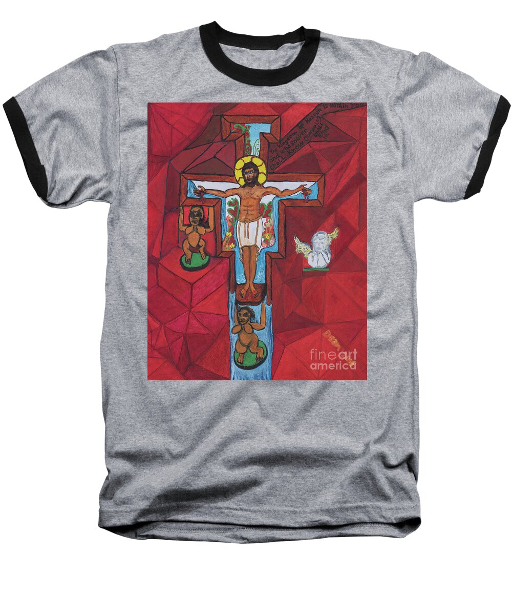 Christ Baseball T-Shirt featuring the painting Living Christ Ascending by Dean Robinson