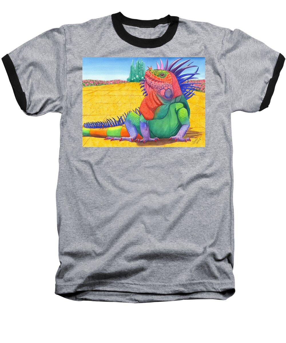 Lizard Baseball T-Shirt featuring the painting Lizard of OZ by Catherine G McElroy