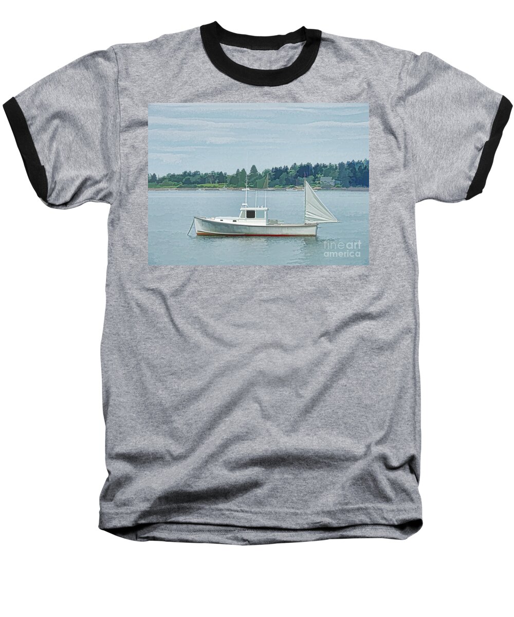 Lobster Boat Baseball T-Shirt featuring the photograph Lobster Boat Harpswell Maine by Patrick Fennell