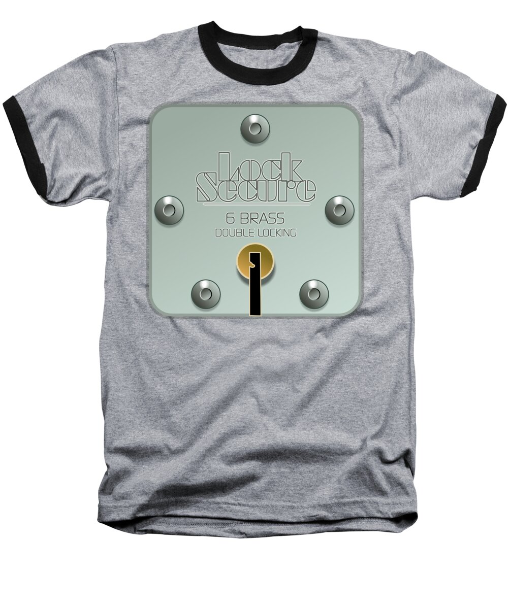 Lock Baseball T-Shirt featuring the digital art Lock Secure by Arie Van der Wijst