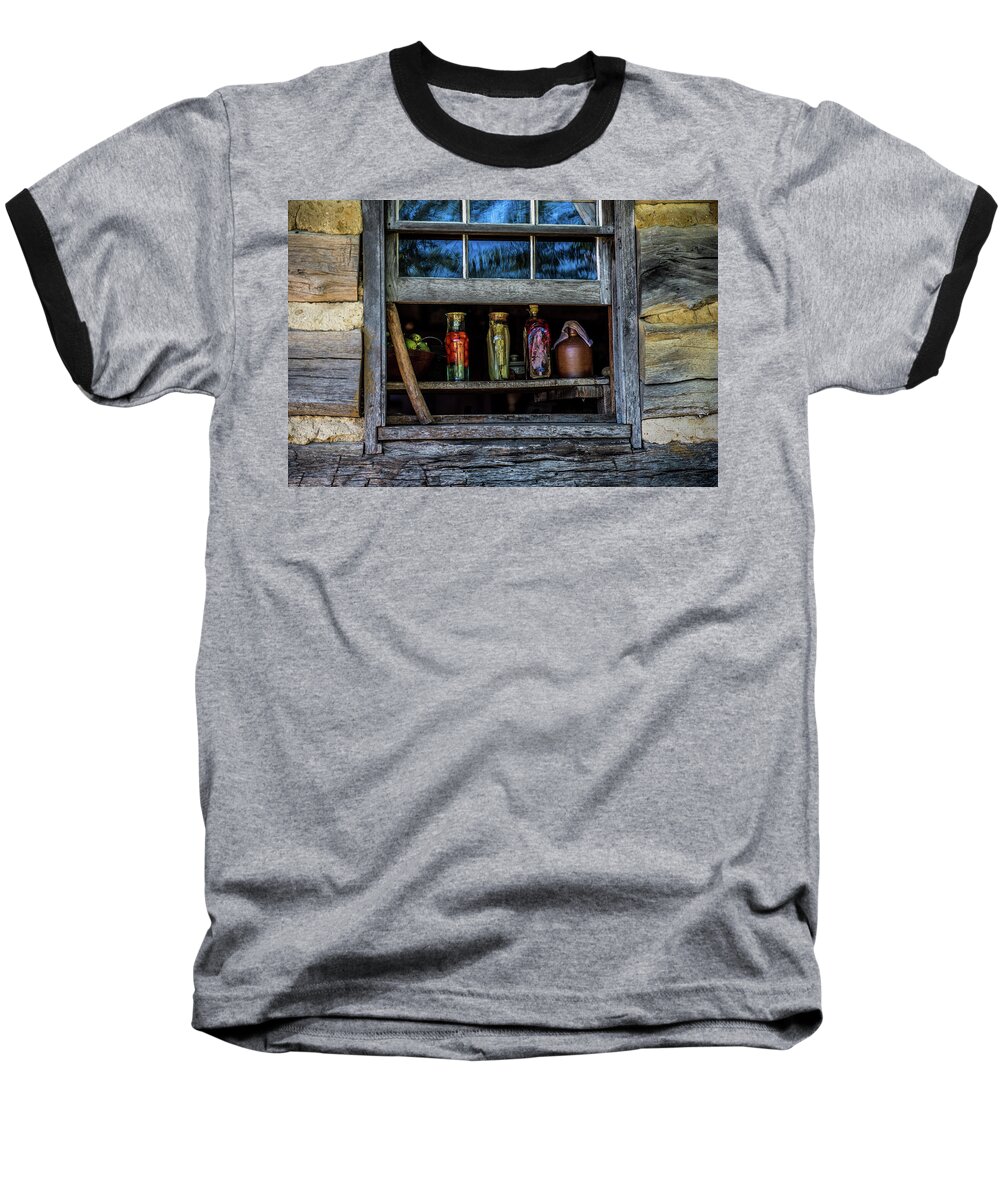 Window Baseball T-Shirt featuring the photograph Log Cabin Window by Paul Freidlund