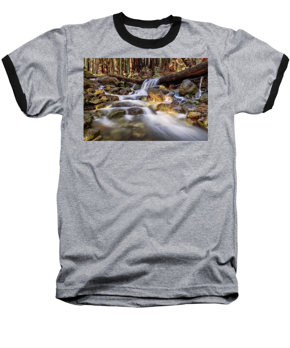 Af Zoom 24-70mm F/2.8g Baseball T-Shirt featuring the photograph Log Falls on Limekiln Creek by John Hight