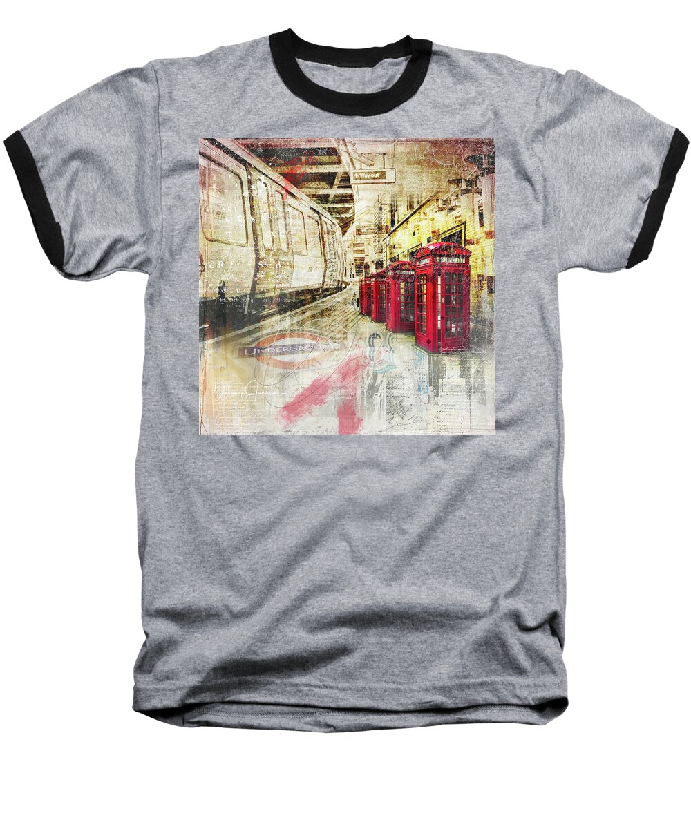 Londonart Baseball T-Shirt featuring the digital art London Calling by Nicky Jameson