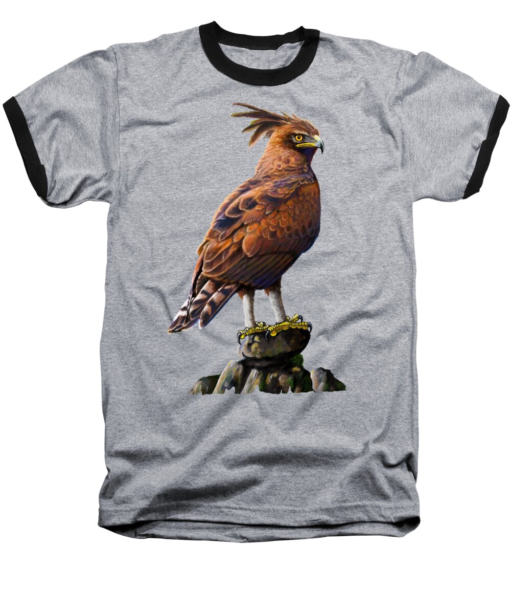 Eagle Baseball T-Shirt featuring the painting Long Crested Eagle by Anthony Mwangi
