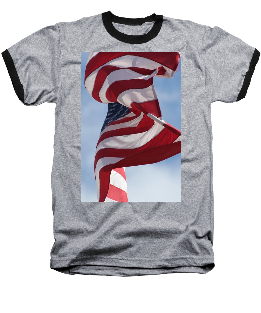 Flag Baseball T-Shirt featuring the photograph Long May She Wave by Lauri Novak
