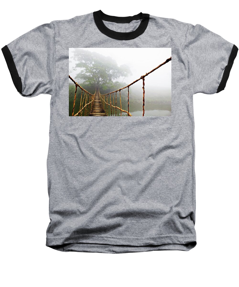 #faatoppicks Baseball T-Shirt featuring the photograph Long Rope Bridge by Skip Nall