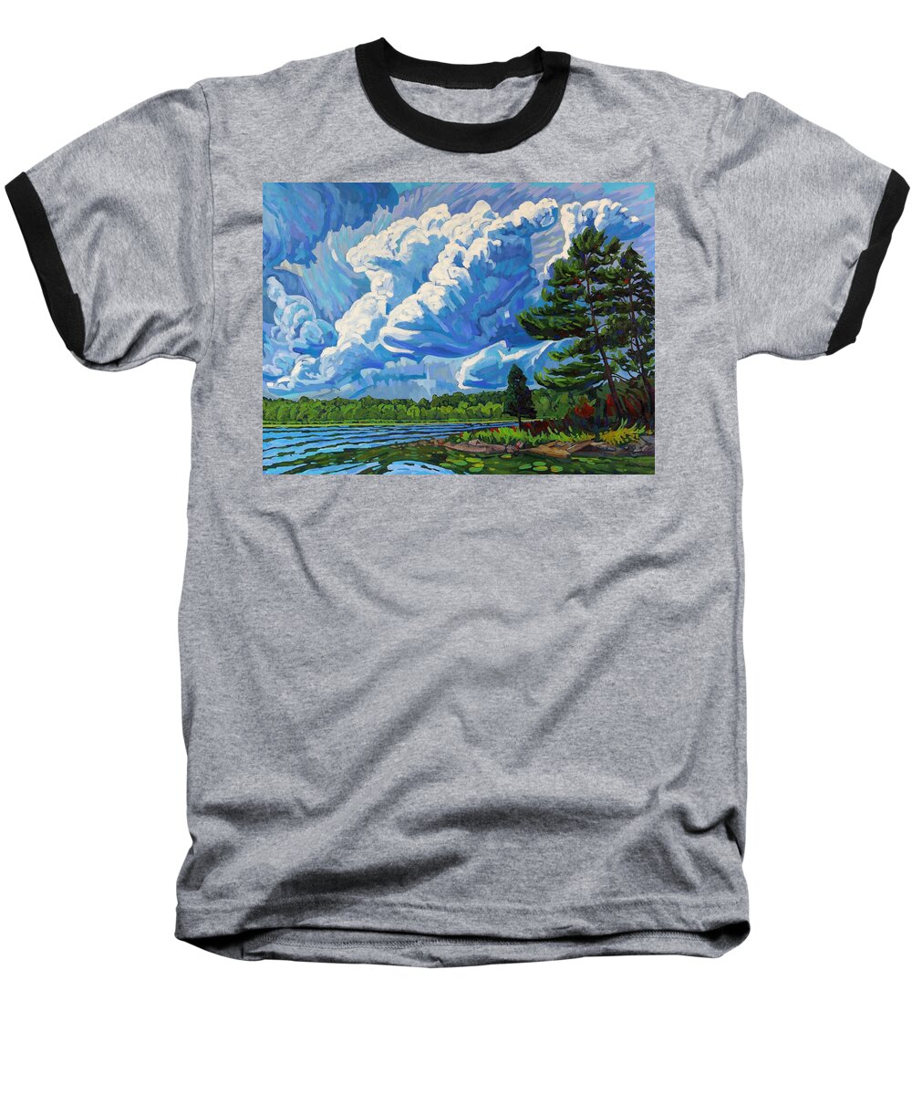 1743 Baseball T-Shirt featuring the painting Looks Like Thunder by Phil Chadwick