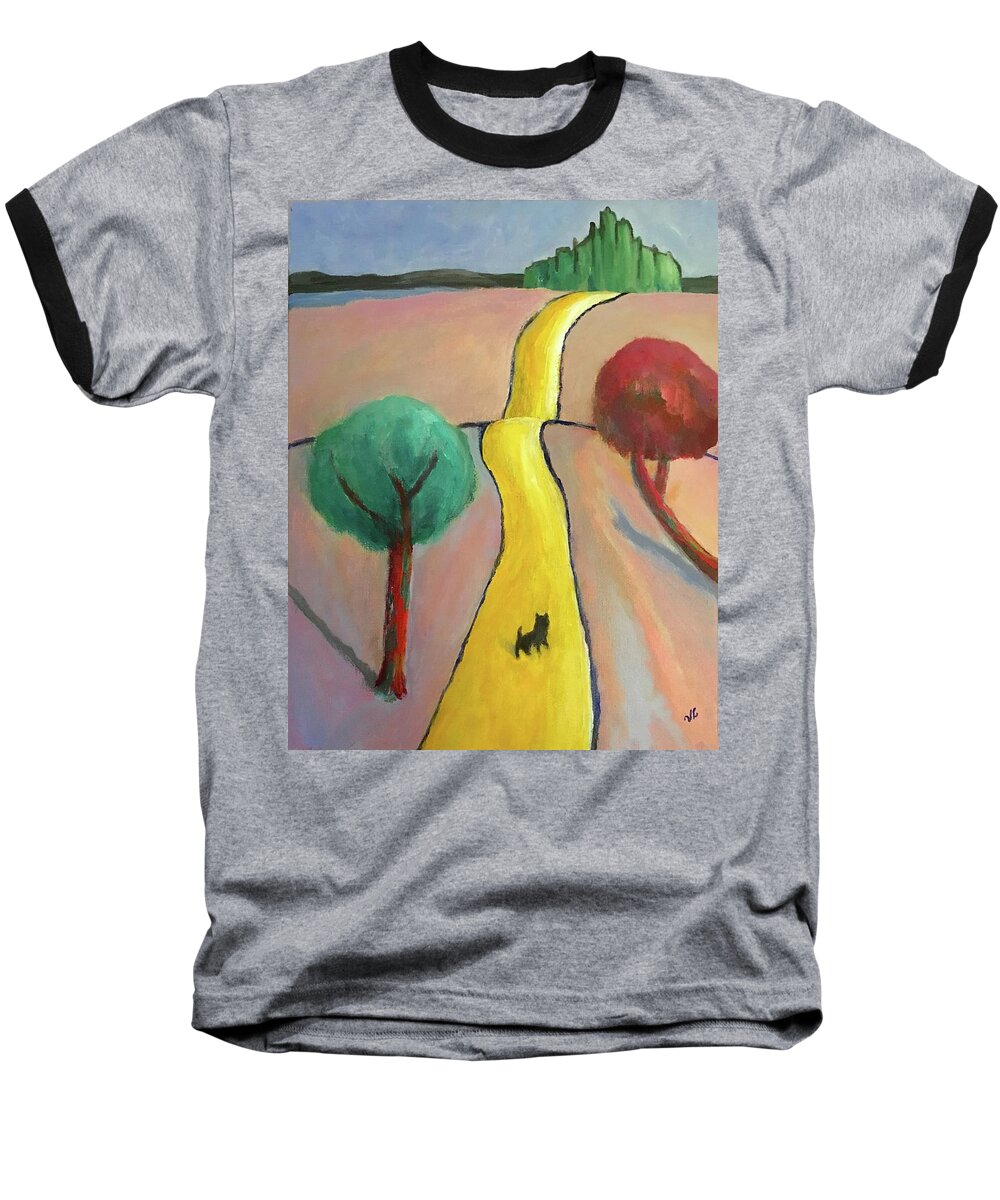 Oz Baseball T-Shirt featuring the painting Lost in Oz by Victoria Lakes