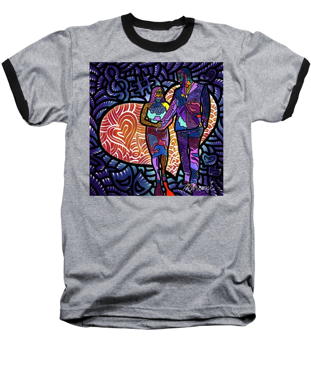 Wedding Baseball T-Shirt featuring the digital art Love on High Notes by Marconi Calindas