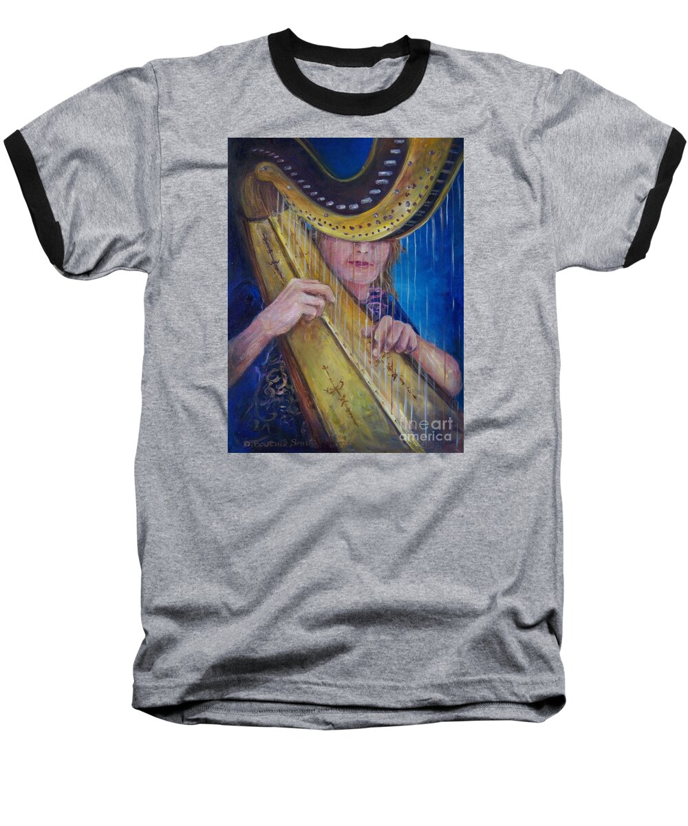 Harp Baseball T-Shirt featuring the painting Love Songs by Deborah Smith